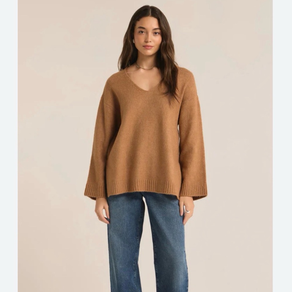 Z Supply Cozy Camel Burro V-Neck Sweater | XL - NWOT